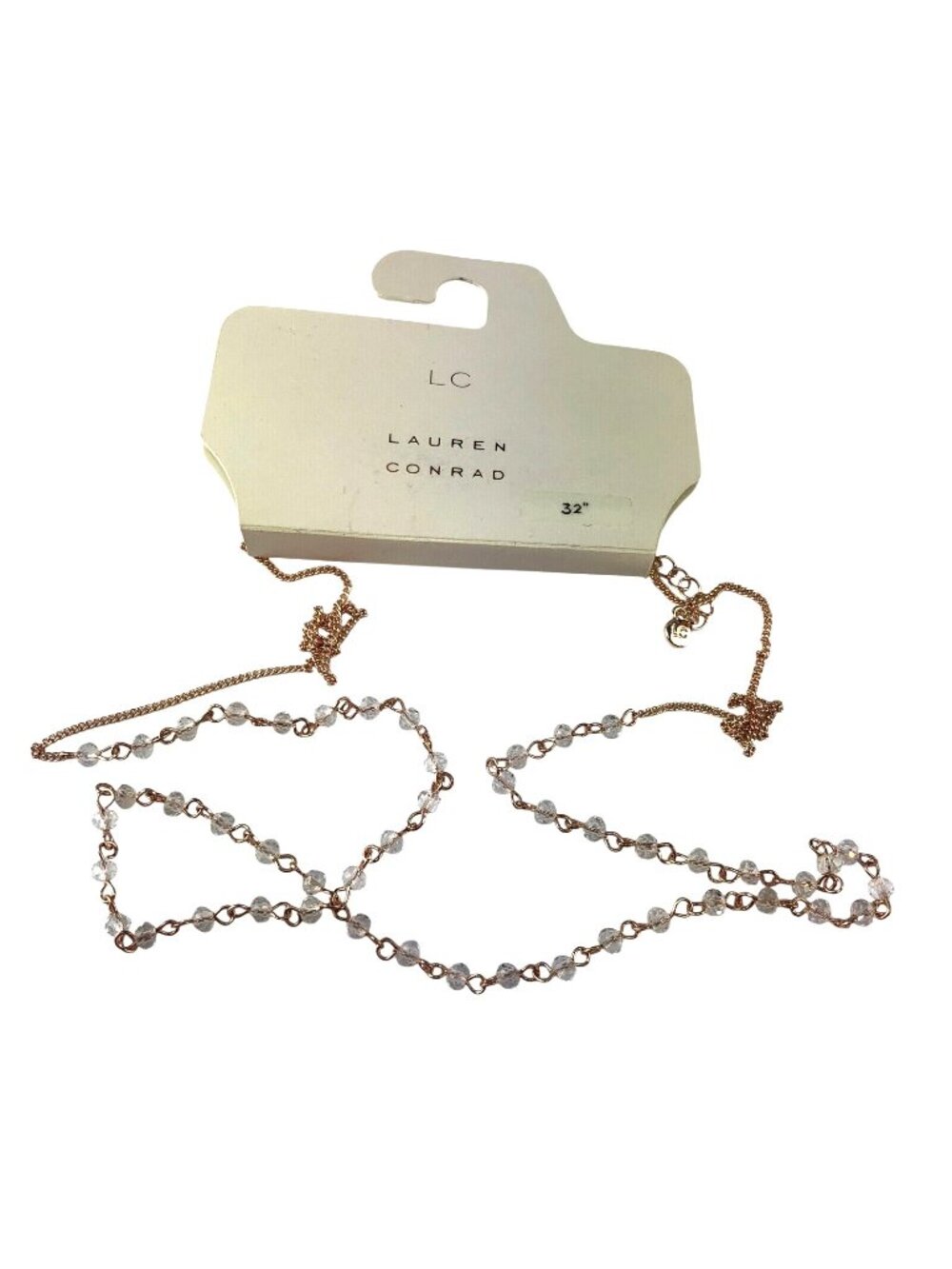 LC Lauren Conrad Necklace Copper Tone with Clear Crystal Beads